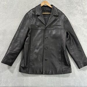 Vintage Casablanca Leather Blazer Coat Jacket Men M Black Lambskin Italy 90s